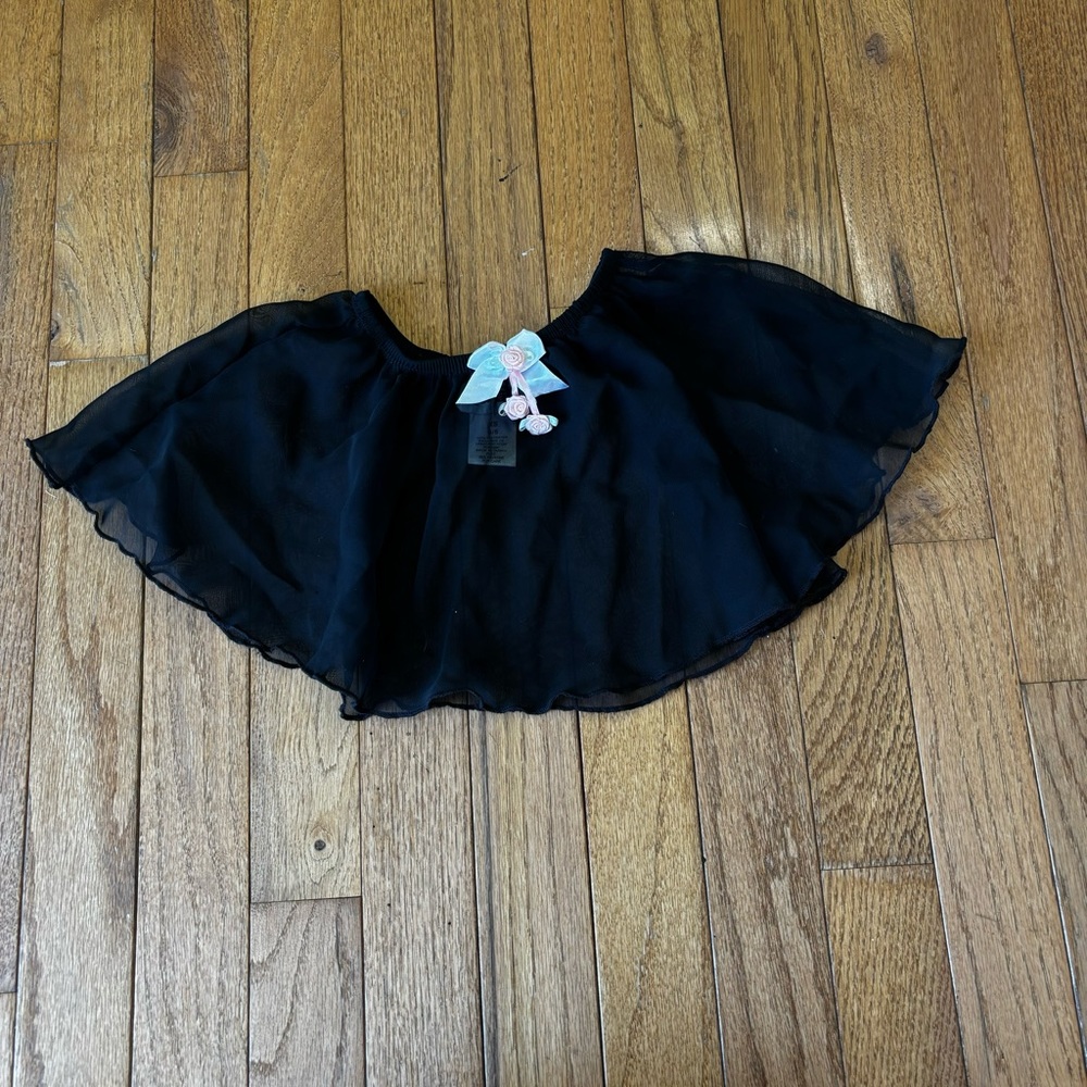 VINTAGE JACQUES MORET BLACK BALLET ROSE BOW SHEER SKIRT SIZE 4/5 XS